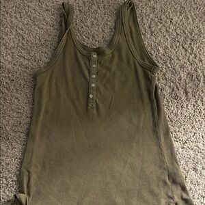 Aerie Olive Button-Front Tank Top